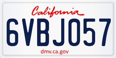 CA license plate 6VBJ057