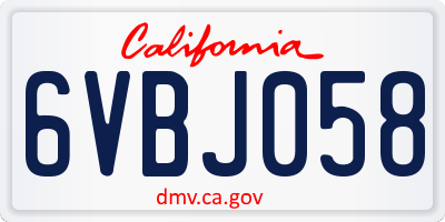 CA license plate 6VBJ058