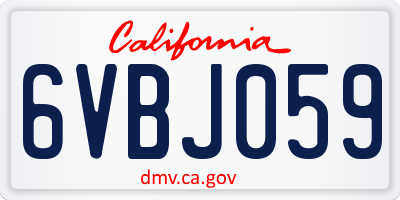 CA license plate 6VBJ059