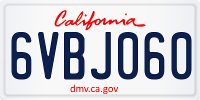 CA license plate 6VBJ060