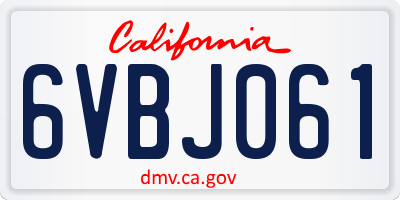 CA license plate 6VBJ061