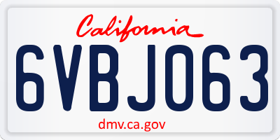 CA license plate 6VBJ063