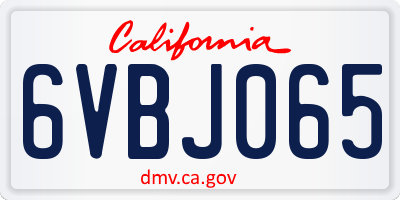 CA license plate 6VBJ065