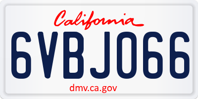 CA license plate 6VBJ066