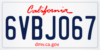 CA license plate 6VBJ067