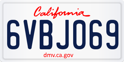 CA license plate 6VBJ069