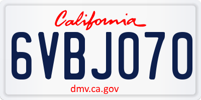CA license plate 6VBJ070