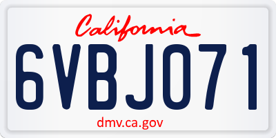 CA license plate 6VBJ071