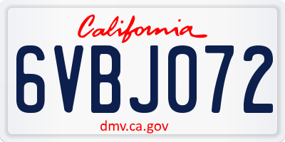 CA license plate 6VBJ072