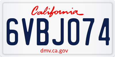 CA license plate 6VBJ074