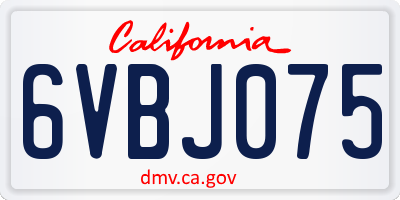 CA license plate 6VBJ075