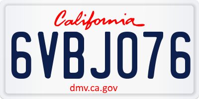 CA license plate 6VBJ076