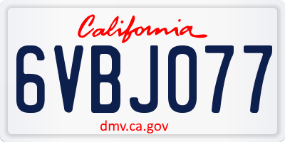 CA license plate 6VBJ077
