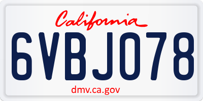 CA license plate 6VBJ078