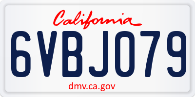 CA license plate 6VBJ079