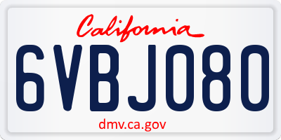 CA license plate 6VBJ080