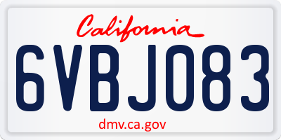 CA license plate 6VBJ083