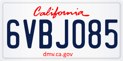 CA license plate 6VBJ085