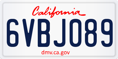 CA license plate 6VBJ089
