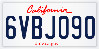 CA license plate 6VBJ090