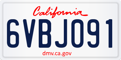 CA license plate 6VBJ091