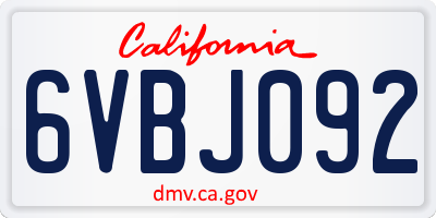 CA license plate 6VBJ092