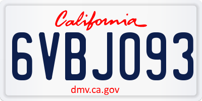 CA license plate 6VBJ093