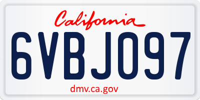 CA license plate 6VBJ097