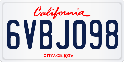 CA license plate 6VBJ098