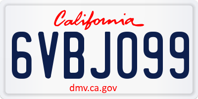 CA license plate 6VBJ099