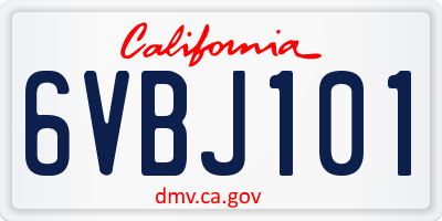 CA license plate 6VBJ101