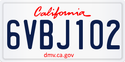 CA license plate 6VBJ102