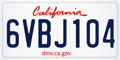 CA license plate 6VBJ104