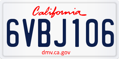 CA license plate 6VBJ106