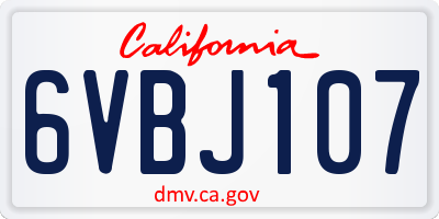 CA license plate 6VBJ107