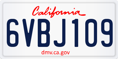 CA license plate 6VBJ109