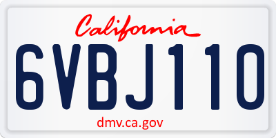 CA license plate 6VBJ110