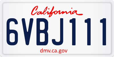 CA license plate 6VBJ111