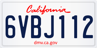 CA license plate 6VBJ112
