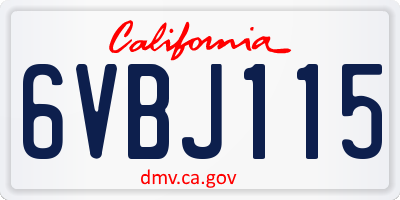 CA license plate 6VBJ115