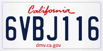 CA license plate 6VBJ116