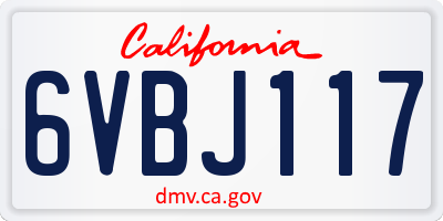 CA license plate 6VBJ117
