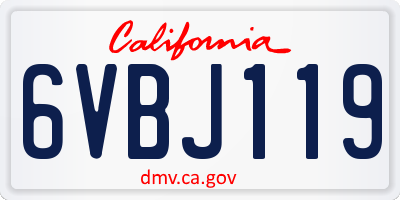 CA license plate 6VBJ119