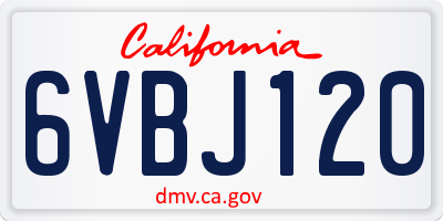 CA license plate 6VBJ120