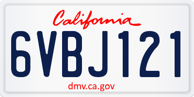CA license plate 6VBJ121