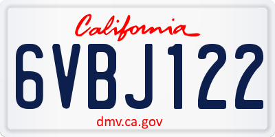 CA license plate 6VBJ122