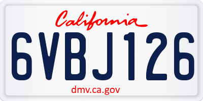 CA license plate 6VBJ126