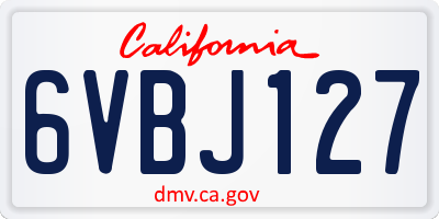 CA license plate 6VBJ127