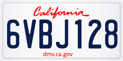 CA license plate 6VBJ128
