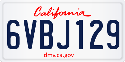 CA license plate 6VBJ129